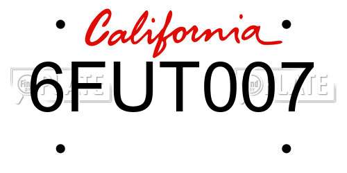 6FUT007 California License Plate