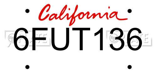 6FUT136 California License Plate