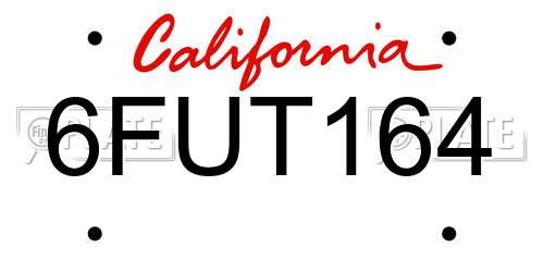 6FUT164 California License Plate