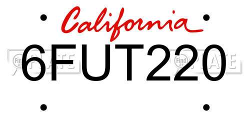 6FUT220 California License Plate