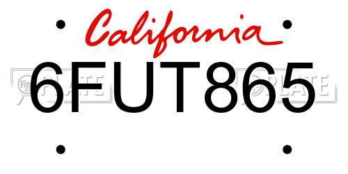 6FUT865 California License Plate