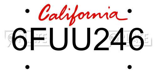 6FUU246 California License Plate
