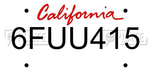 6FUU415 California License Plate