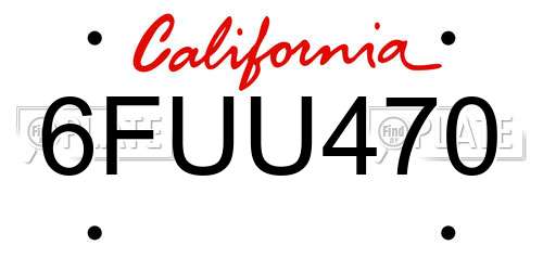 6FUU470 California License Plate