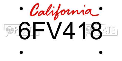 6FV418 California License Plate