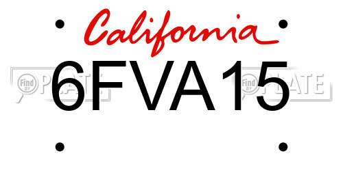 6FVA15 California License Plate