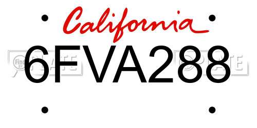 6FVA288 California License Plate