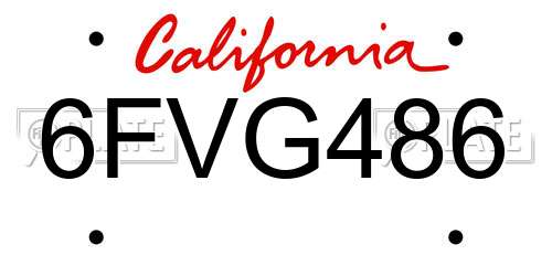 6FVG486 California License Plate