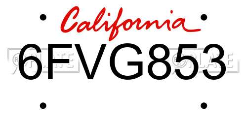 6FVG853 California License Plate