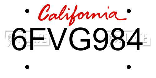 6FVG984 California License Plate