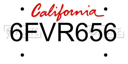 6FVR656 California License Plate