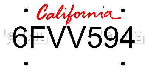 6FVV594 California License Plate