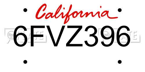 6FVZ396 California License Plate