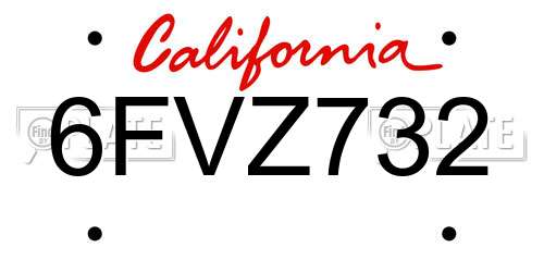 6FVZ732 California License Plate