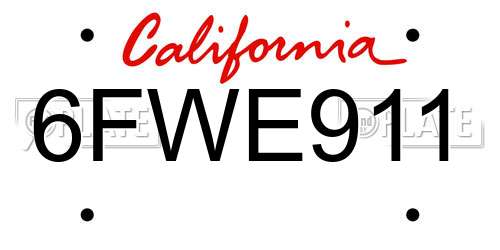 6FWE911 California License Plate