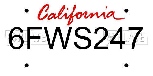 6FWS247 California License Plate