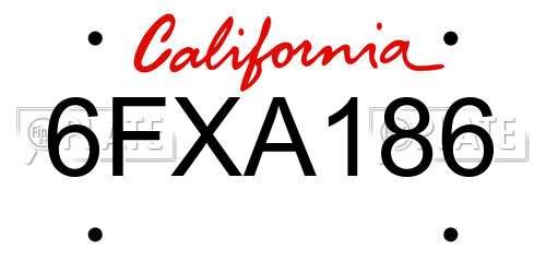 6FXA186 California License Plate