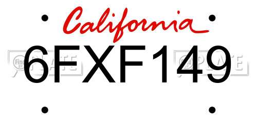 6FXF149 California License Plate