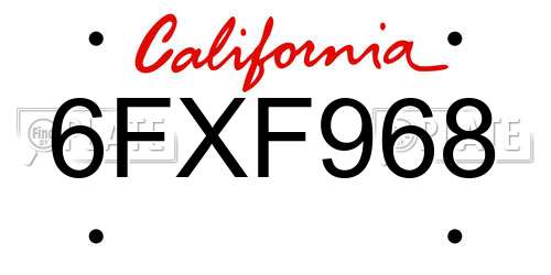 6FXF968 California License Plate