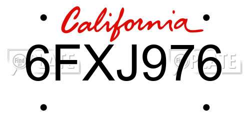 6FXJ976 California License Plate