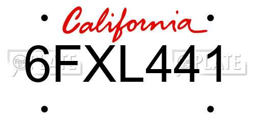 6FXL441 California License Plate