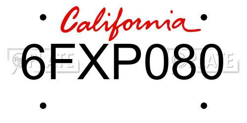6FXP080 California License Plate