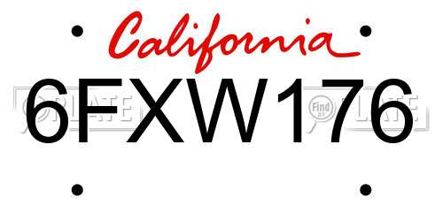 6FXW176 California License Plate