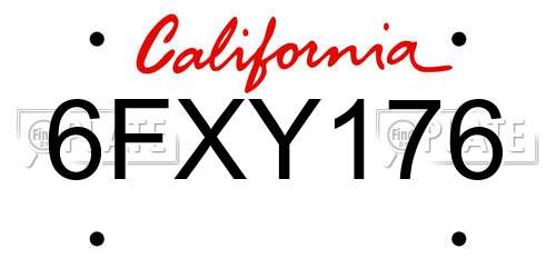 6FXY176 California License Plate