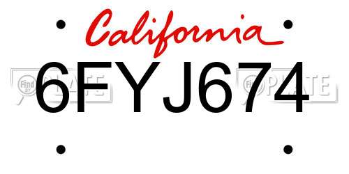 6FYJ674 California License Plate