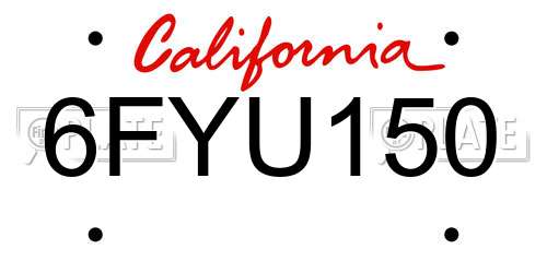 6FYU150 California License Plate