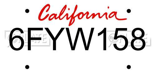 6FYW158 California License Plate
