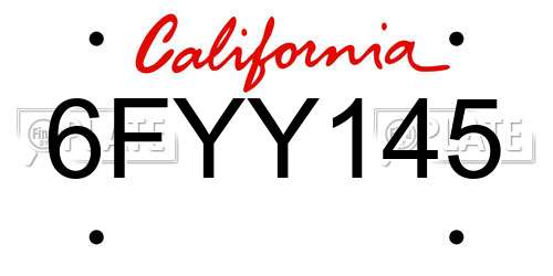 6FYY145 California License Plate