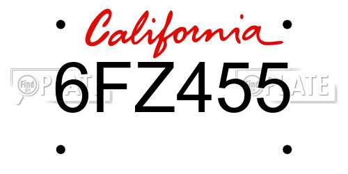 6FZ455 California License Plate
