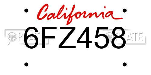 6FZ458 California License Plate