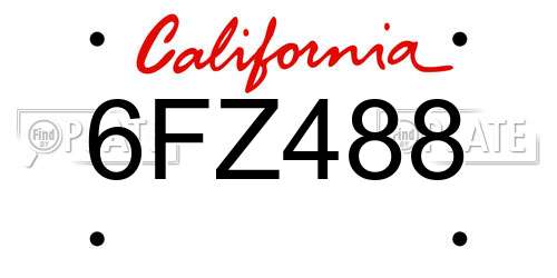 6FZ488 California License Plate