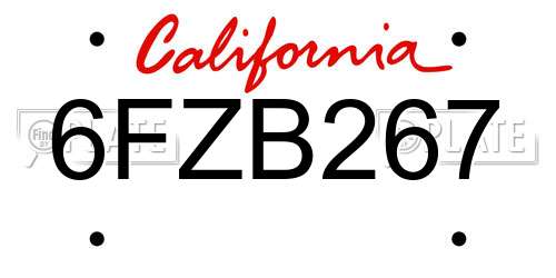 6FZB267 California License Plate