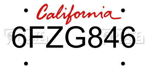 6FZG846 California License Plate