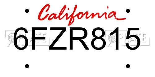 6FZR815 California License Plate