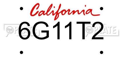 6G11T2 California License Plate