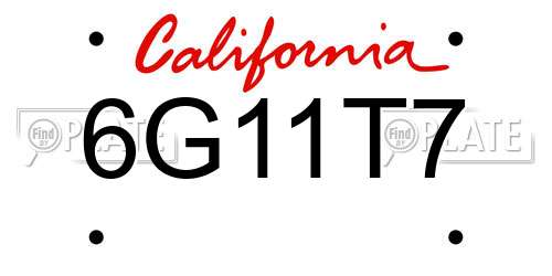 6G11T7 California License Plate