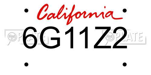 6G11Z2 California License Plate