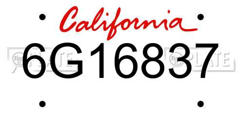 6G16837 California License Plate