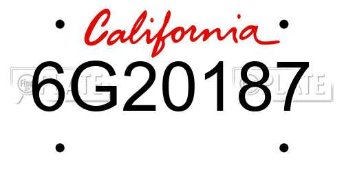 6G20187 California License Plate