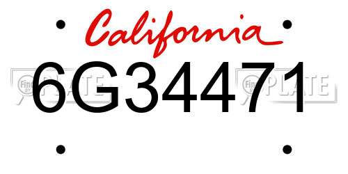 6G34471 California License Plate