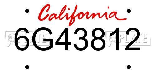 6G43812 California License Plate