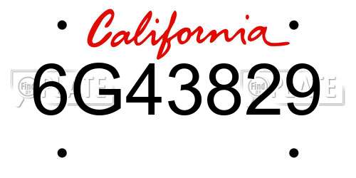 6G43829 California License Plate