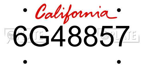 6G48857 California License Plate