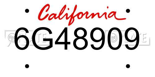 6G48909 California License Plate
