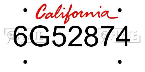 6G52874 California License Plate