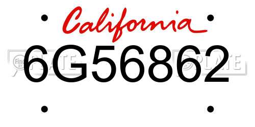6G56862 California License Plate
